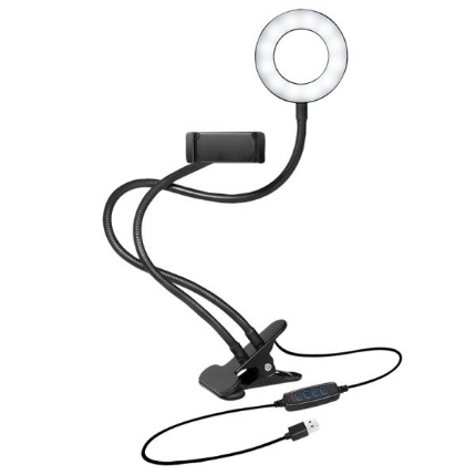 Picture of Ring Light 8.5cm with Clip LogiLink AA0150,  for Smartphone