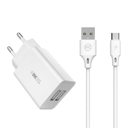 Picture of Charger WK WP-U56 2 Ports, with USB-C cable White