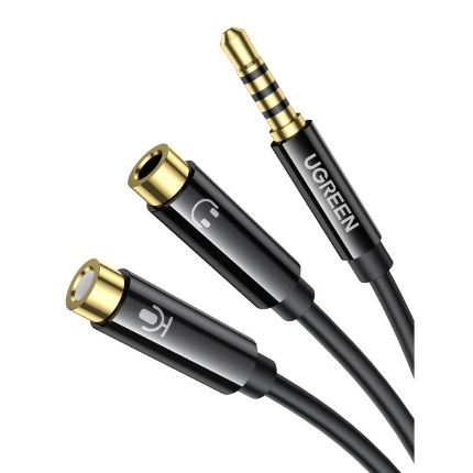 Picture of Audio Cable 3.5mm to 2x3.5mm M/F UGREEN AV141 30620  0.2m Black